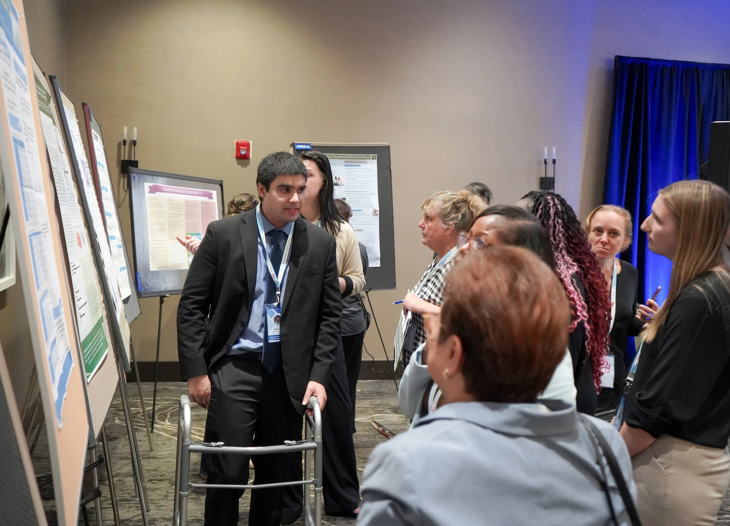 Student receiving an award for research